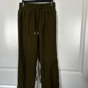 Quince Olive Green European Linen Pants